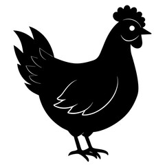 Cute Black Vector Chicken Line Art Black Vector Silhouette Cartoon  Illustration