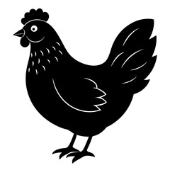 Cute Black Vector Chicken Line Art Black Vector Silhouette Cartoon  Illustration