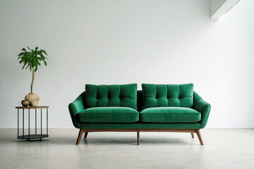 Green velvet two-seater sofa