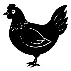 Cute Black Vector Chicken Line Art Black Vector Silhouette Cartoon  Illustration