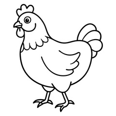 Cute Black Vector Chicken Line Art Black Vector Silhouette Cartoon  Illustration