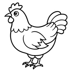 Cute Black Vector Chicken Line Art Black Vector Silhouette Cartoon Illustration