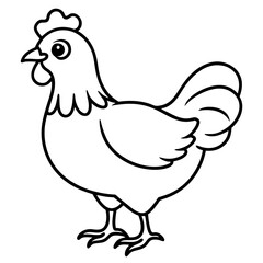 Cute Black Vector Chicken Line Art Black Vector Silhouette Cartoon Illustration