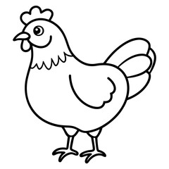 Cute Black Vector Chicken Line Art Black Vector Silhouette Cartoon Illustration