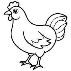 Cute Black Vector Chicken Line Art Black Vector Silhouette Cartoon Illustration