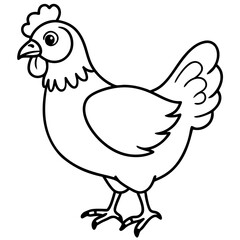 Cute Black Vector Chicken Line Art Black Vector Silhouette Cartoon Illustration