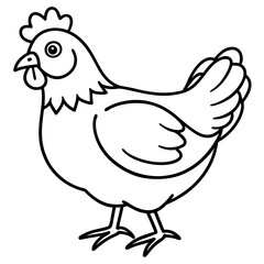 Cute Black Vector Chicken Line Art Black Vector Silhouette Cartoon Illustration