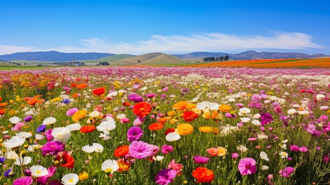 Colors of Lompoc Flowers: A Vibrant Field of Agriculture Beauty in California (AR 16:9)