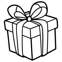 Elegant line art of a wrapped gift with a bow
