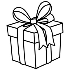 Elegant line art of a wrapped gift with a bow