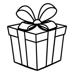 Elegant line art of a wrapped gift with a bow