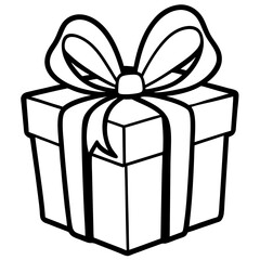 Elegant line art of a wrapped gift with a bow