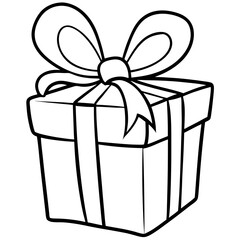 Elegant line art of a wrapped gift with a bow