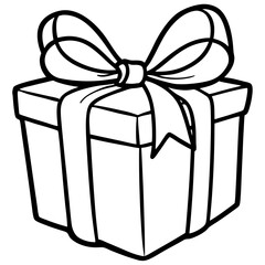 Elegant line art of a wrapped gift with a bow