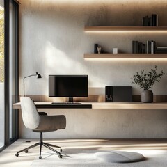 Minimalist Home Office with Modern Design and Natural Light