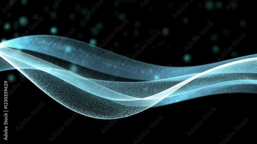 Poster waves of light create mesmerizing patterns in a dark background, evoking a sense of motion and tranq