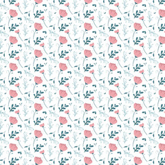 Obraz premium Cute kawaii pink floral pattern background