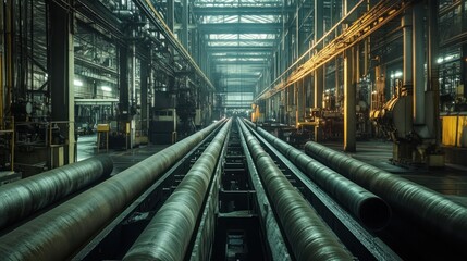 Industrial Pipe Production Line in a Factory