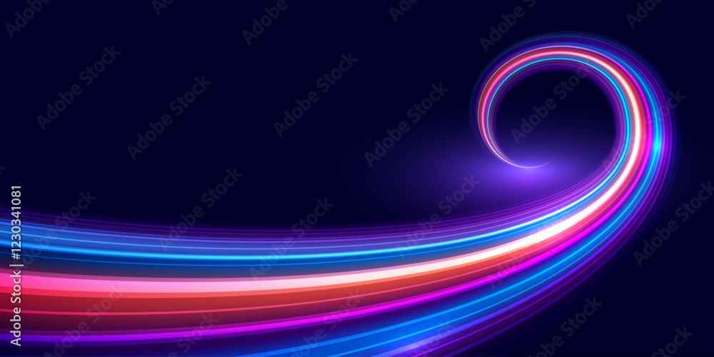 Aufkleber Modern abstract high speed movement. Lines of the rotating motion beam, Dynamic motion light trails. Futuristic digital technology background. Pattern for banner. Vector EPS10.