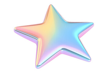 Isolated 3D Holographic Star with Gradient Color