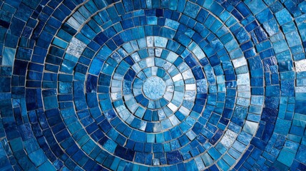 Stunning Blue Mosaic Tile Pattern - A Masterpiece of Circular Design