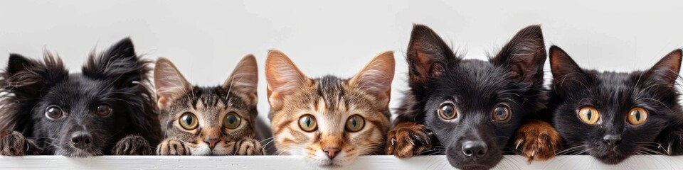 Adorable Pets: A Lineup of Curious Cats and Dogs