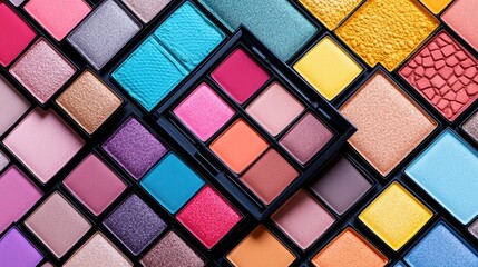 Organized display of eyeshadow palettes on white