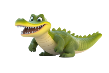Isolated Cartoon Crocodile Character in a Crawling Position