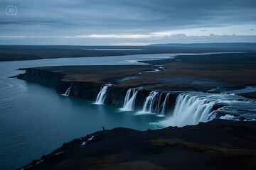 the beauty of the sea with waterfalls