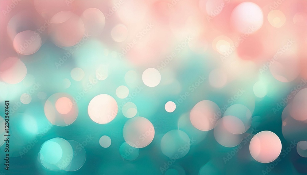 Poster softly blurred abstract bokeh pattern in pale pink and turquoise ideal for invitations calming backg