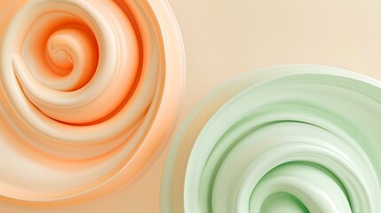 Soft pastel swirls of orange and mint green on a solid beige background.