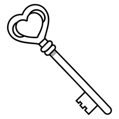 Heart Key Line Art Vector Design