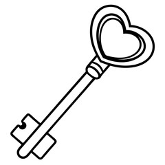 Heart Key Line Art Vector Design
