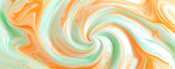 Soft pastel swirls of orange and mint green on a solid white backdrop.