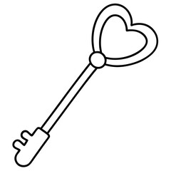 Heart Key Line Art Vector Design