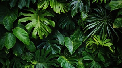 Fototapeta premium Tropical Leaf Wall: A Lush Green Tapestry