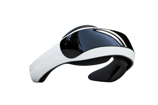 Isolated Sleek White and Black VR Headset with Minimalist Design