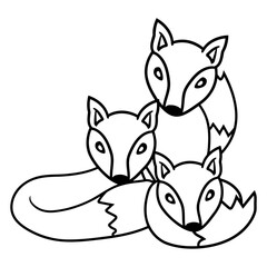 3 Foxes Friends Family Three Kids Crew Team Sweet Design Lover Art Vector Illustration Card T-Shirt Poster Sticker Graphic Print Decorative Drawing Isolated Logo Decoration Symbol Creative Cool Style
