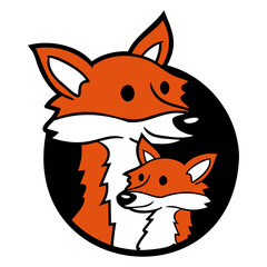 Fox Hole Family Mom Child Father Mother Dad Sweet Design Lover Art Vector Illustration Card T-Shirt Poster Sticker Graphic Print Decorative Drawing Isolated Logo Decoration Symbol Creative Cool Style
