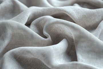 Draped Light Grey Fabric Shows Textured Weave