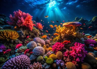 Obraz premium Mysterious Red Sea Night Dive: Bioluminescent Wonders of Naama Bay, Sharm el Sheikh