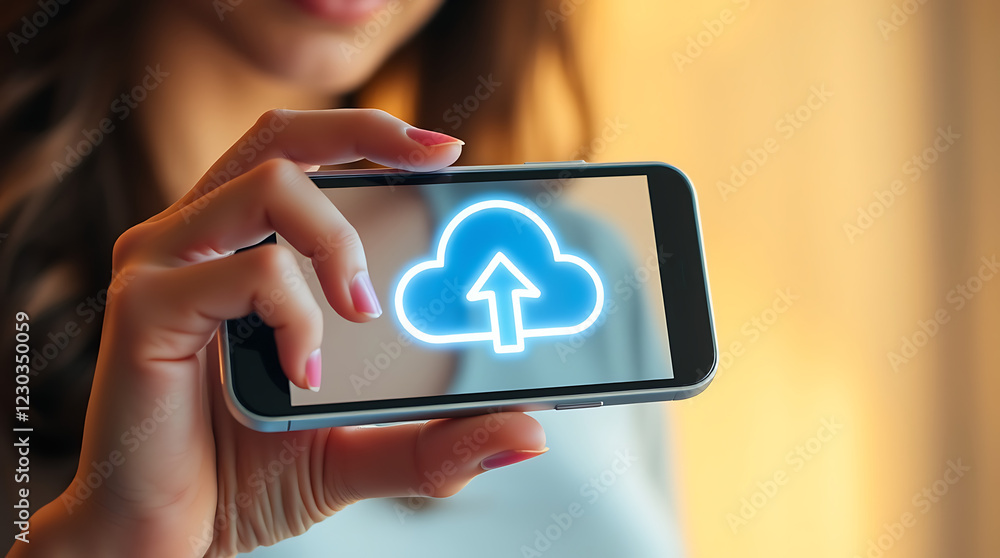 Poster seamless cloud upload: the future of data storage, data upload, mobile cloud, cloud computing, digit
