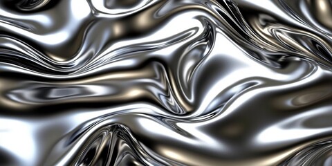  Detailed closeup of shiny silver gray liquid metal.