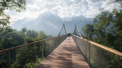 Fototapeta premium A Majestic View from a Suspension Bridge