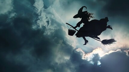 The Bewitching Soar: A Witch's Enigmatic Sky - High Broom Flight