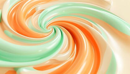 Soft pastel swirls of orange and mint green on a solid beige backdrop.