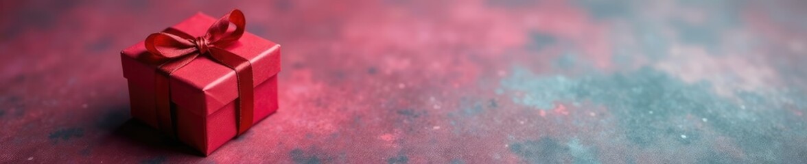 Obraz premium single gift box with a bow on a textured background, gift box, presents, festive