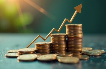 Money rise percentage interest increase finance value on 3d background with growth financial business profit economy rate concept. 
