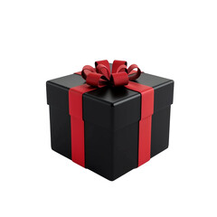 Obraz premium Black Gift Box with Red Ribbon