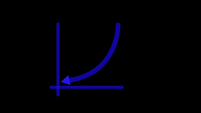 Business grow down arrow. Animated linear symbol of arrow is drawn.